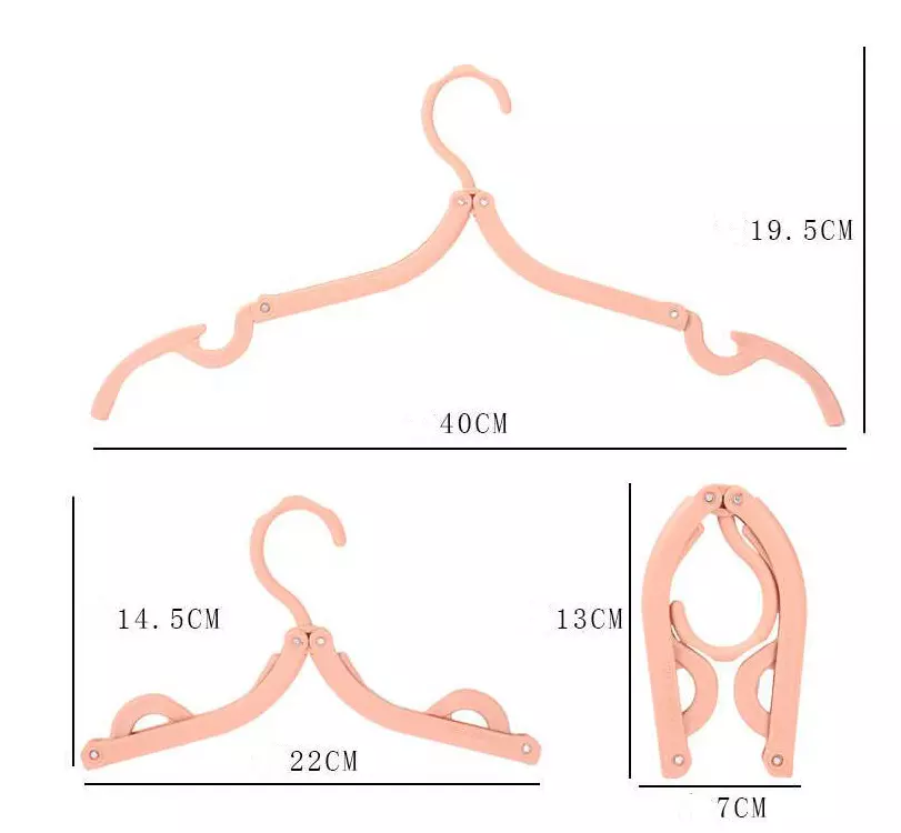 شماعة ملابس بلاستيكية قابلة للطي محمولة لوقت السفر والرحلات