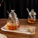 برطمان عسل زجاج مع معلقة وغطاء شكل نحلة 450 مللي