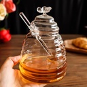 برطمان عسل زجاج مع معلقة وغطاء شكل نحلة 450 مللي