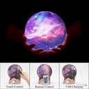 مصباح القمر المتوهج تاتش ثري دي مع 6 الوان اضاءة متنوعة قابل لاعاة الشحن