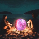 مصباح القمر المتوهج تاتش ثري دي مع 6 الوان اضاءة متنوعة قابل لاعاة الشحن