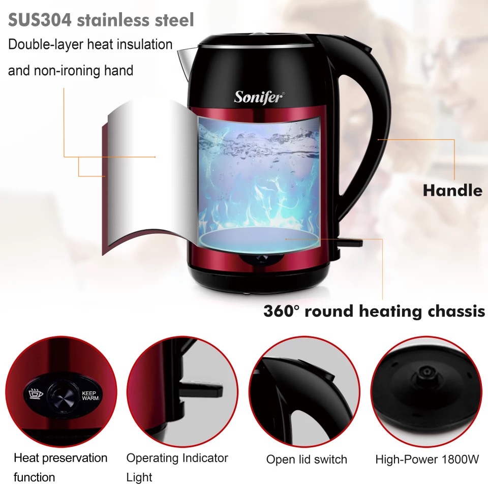 SF-2072 كاتيل مياه كهربائي  1.8 لتر بقوة 1800 واط من سونيفر