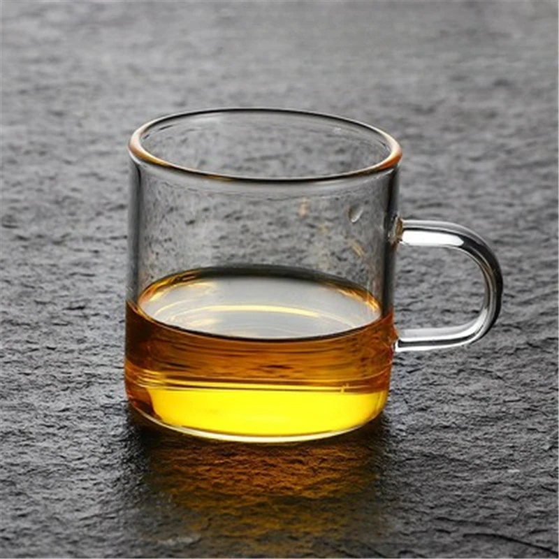 كوب زجاج بيد الوان للشاي والقهوة واللاتيه 125مللي