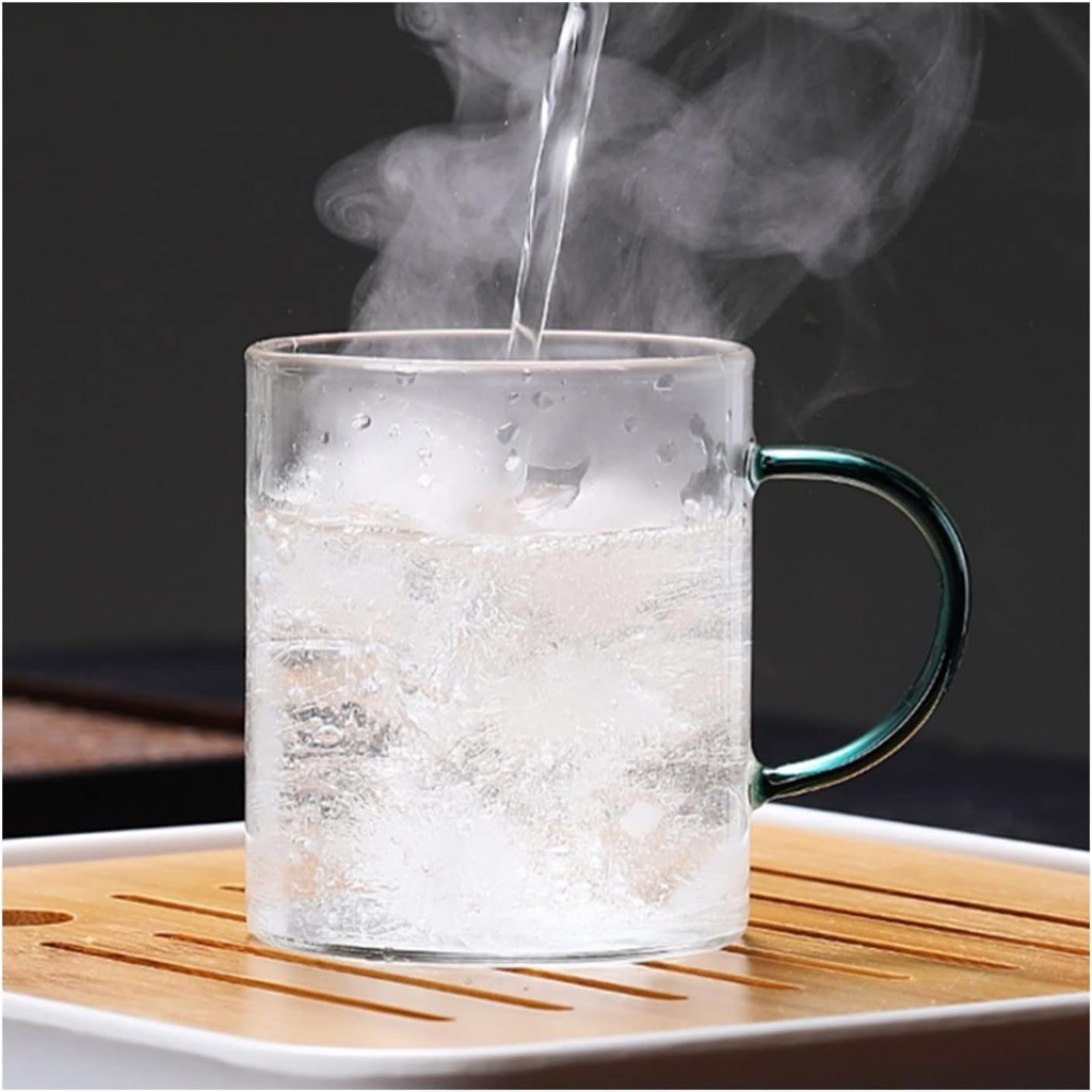 كوب زجاج بيد الوان للشاي والقهوة واللاتيه 125مللي