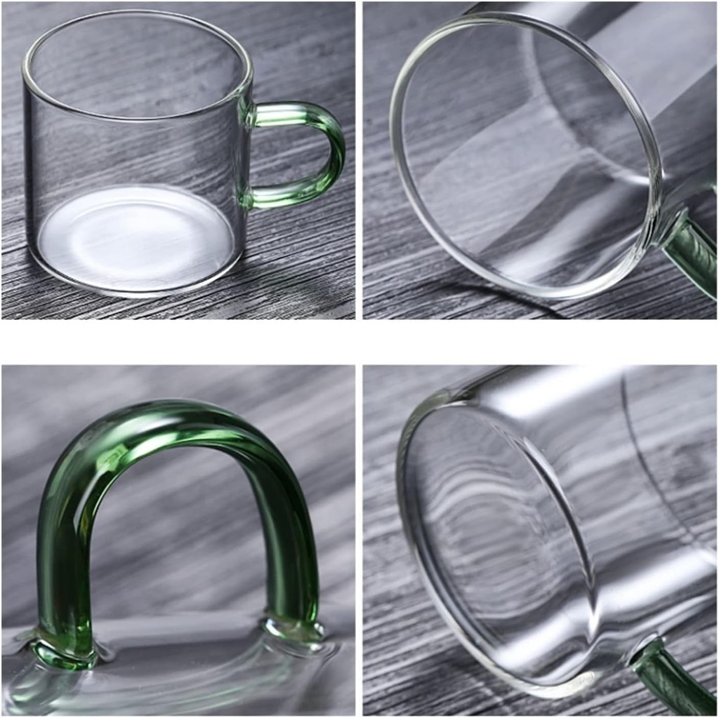 كوب زجاج بيد الوان للشاي والقهوة واللاتيه 125مللي