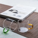 كوب زجاج بيد الوان للشاي والقهوة واللاتيه 125مللي