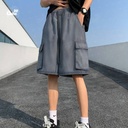 شورت اوفر سايز قطن باللون الرمادي للرجال