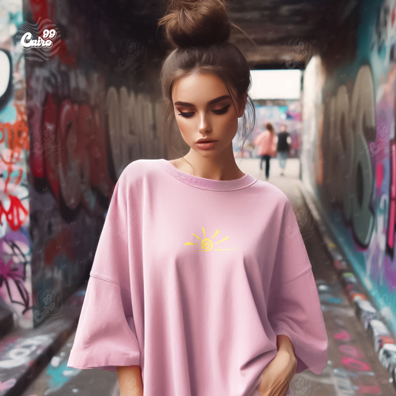 Shine Your weird  تيشيرت اوفر سايز قطن باللون البينك للنساء