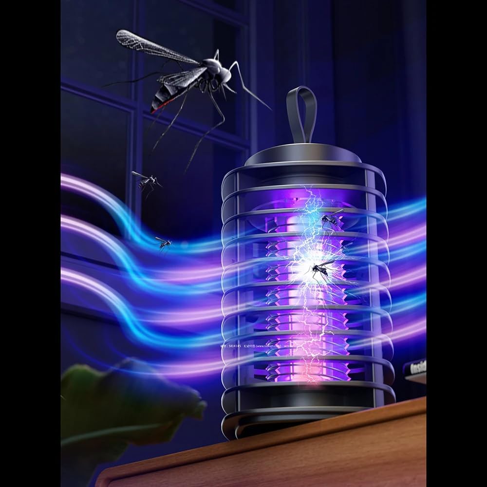 مصيدة وصاعق ناموس كهربائي معلق قابل للشحن