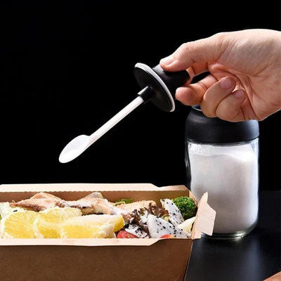 طقم زياته زجاج قطعتين مع 3 قطع برطمانات توابل للمطبخ