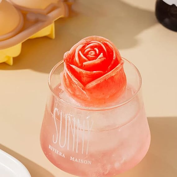 قالب ثلج سيليكون ثري دي شكل وردة لعمل الحلويات والقهوة المثلجة