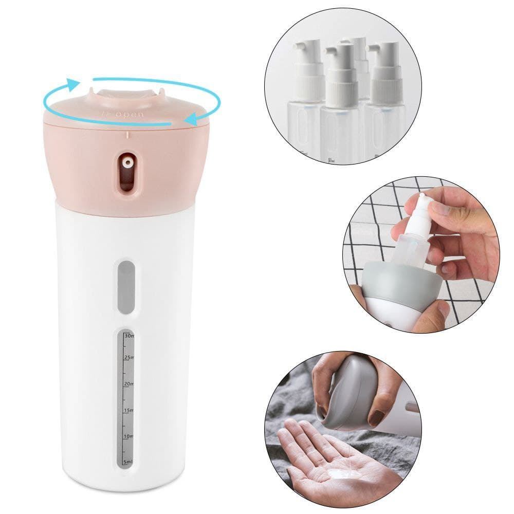 ديسبنسر الصابون والشامبو واللوشن الرباعي للسفر والرحلات