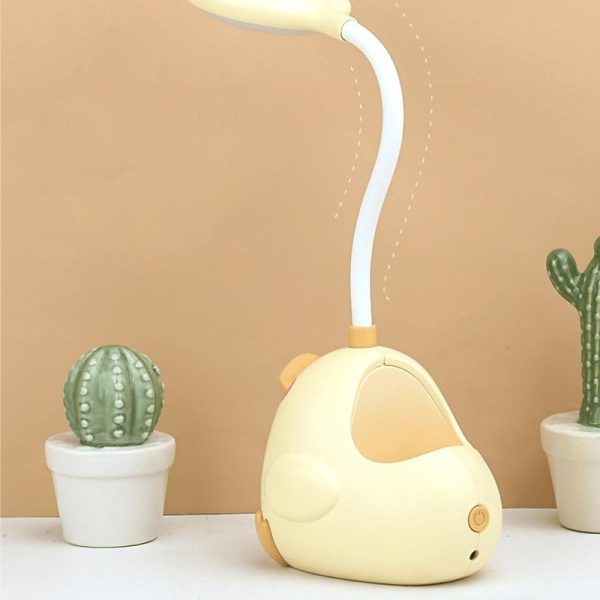 كشاف مكتب ميني 2*1 شكل كرتوني لطيف مع حامل اقلام قابل للشحن