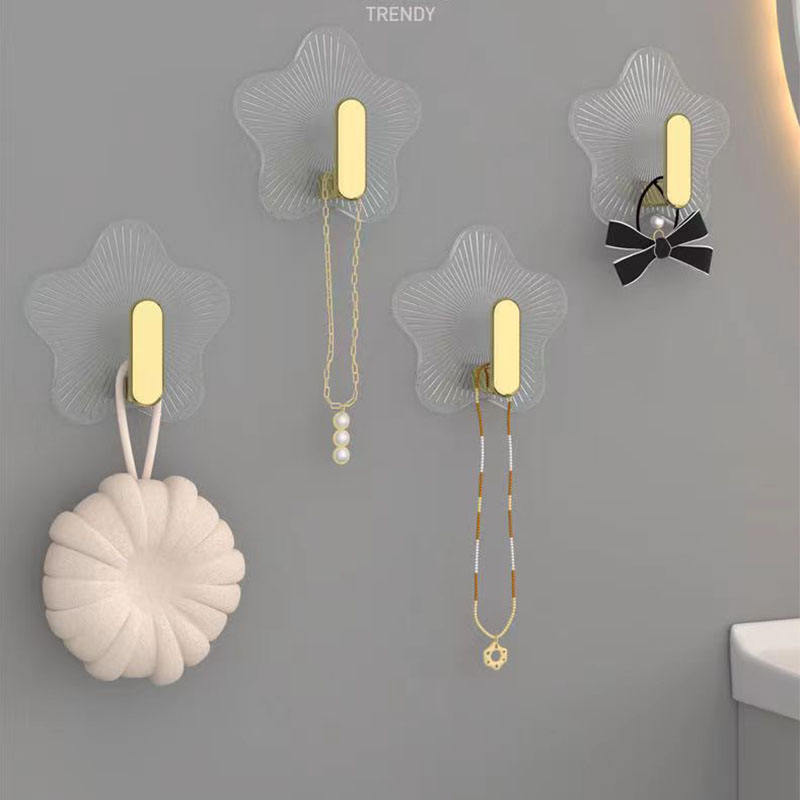 طقم هوك شماعة جولد 4 قطع لتعليق الملابس بلزق دبل فيس قوي