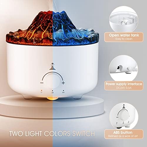 فواحة مضيئة علي شكل بركان بخزان 560 ملي لتعطير وترطيب المنزل