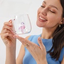 مج زجاج 380 ملي ثري دي بشكل وزة  من الداخل باللون االبينك لشرب العصائر والاتية