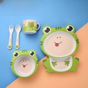 طقم طعام للاطفال 5 قطع شكل ضفدع