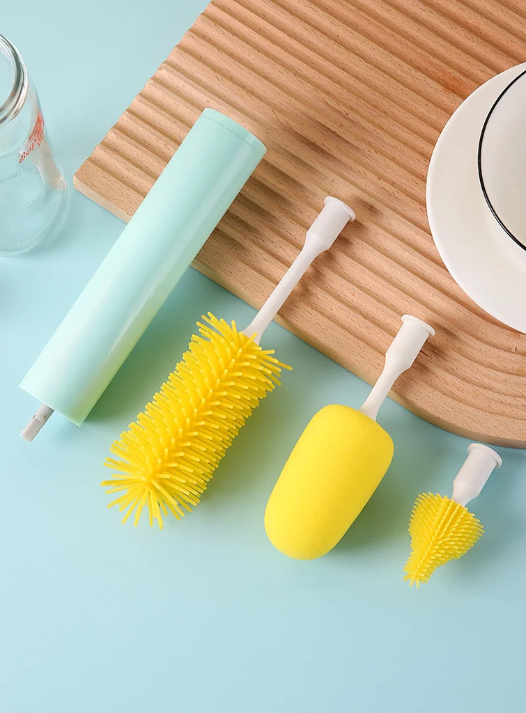 فرشة كهربائية لتنظيف زجاجات المياة وببرونات الأطفال ب 3 رؤوس مختلفة