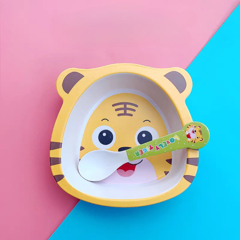 طقم طعام للاطفال بشكل نمر كيوت 5 قطع