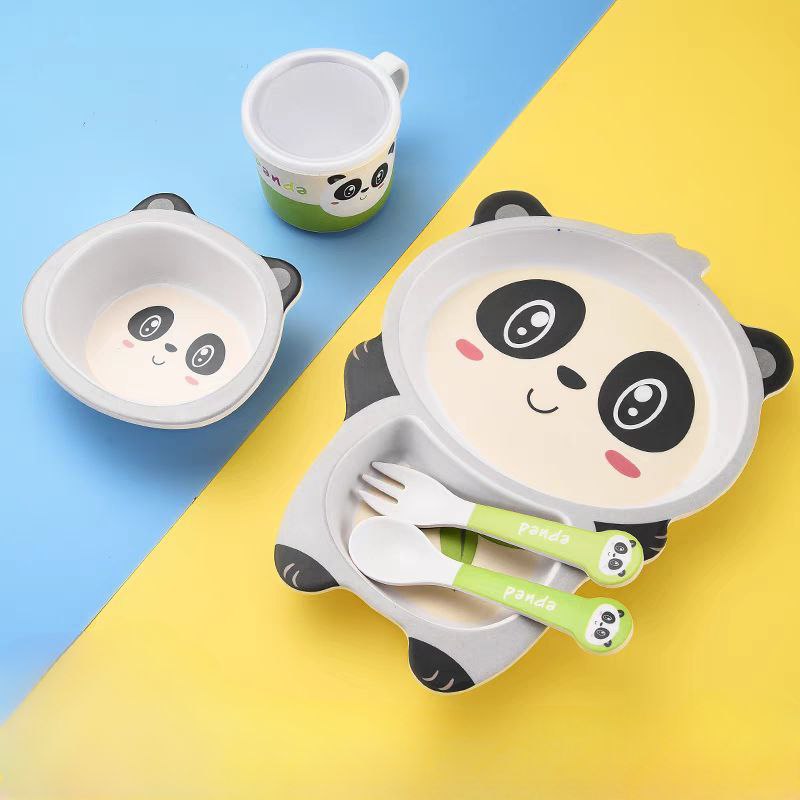 طقم طعام للاطفال شكل باندا 5 قطع