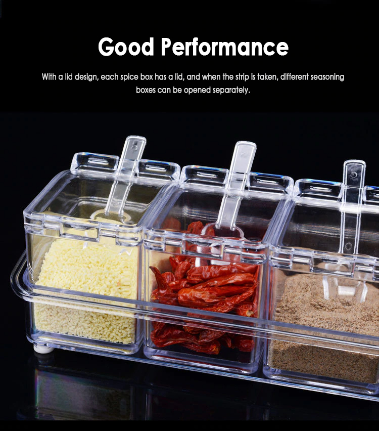 طقم توابل اكليريك شفاف 4 قطع بالمعالق للحفاظ عليها