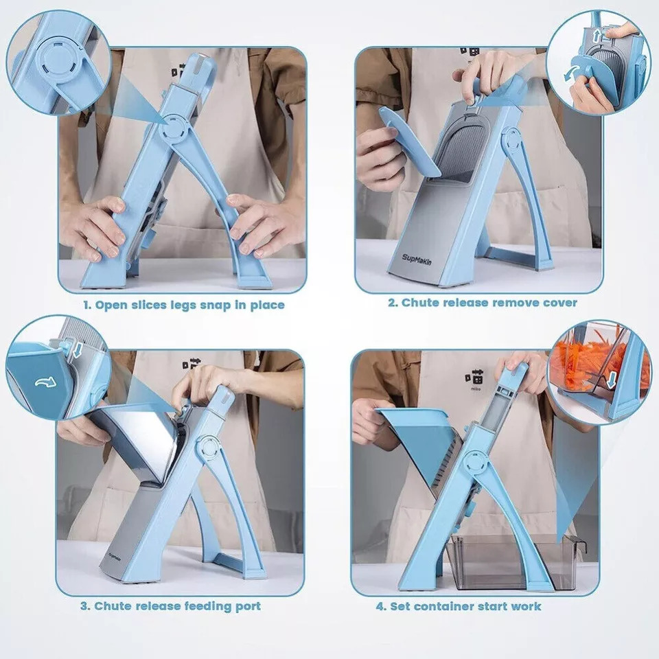 قطاعة ومبشرة يدوية للخضروات والفاكهة قابلة للطي