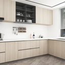 رول استيكر لاصق شكل خشبي لتجديد ديكور المطبخ باللون البيج الفاتح