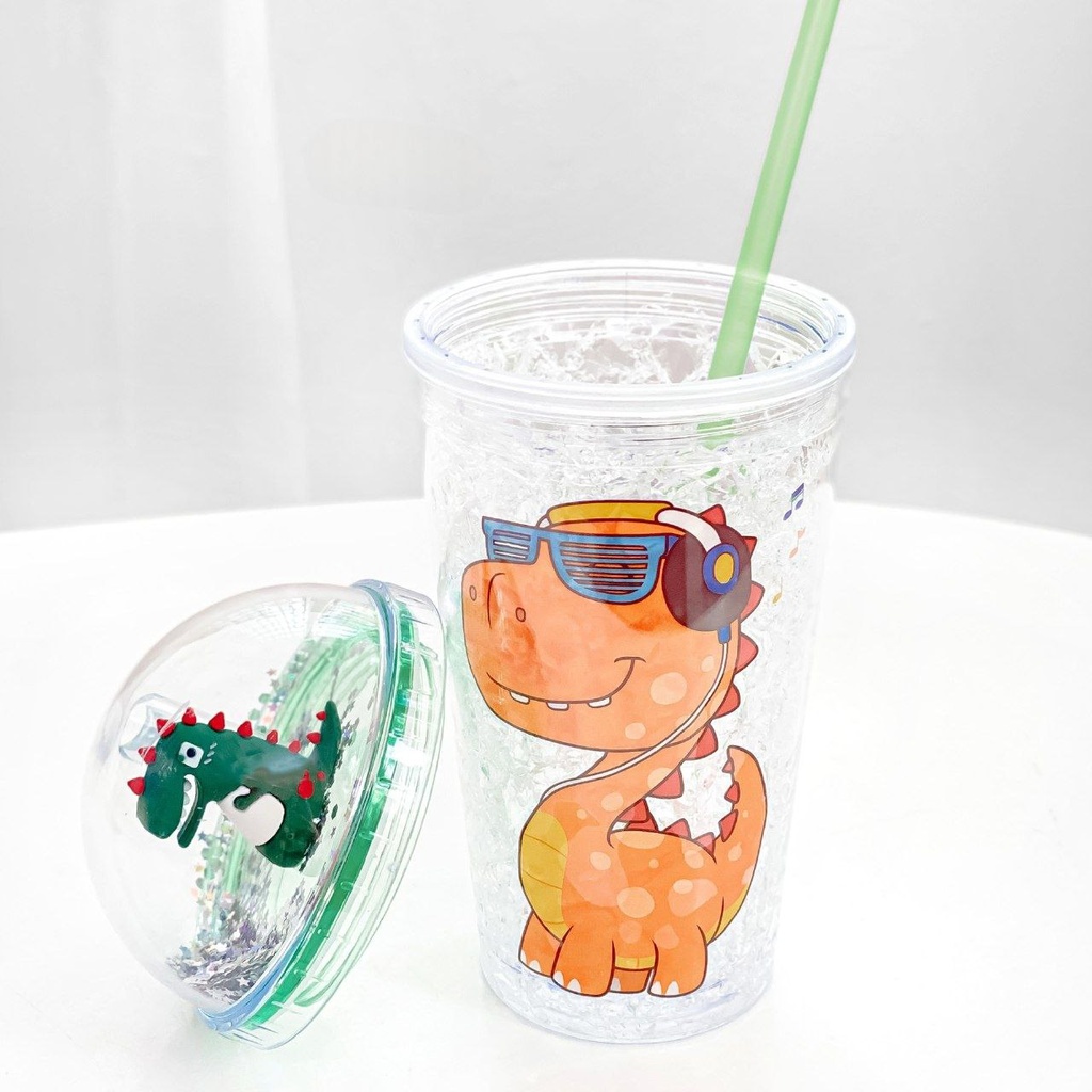 مج اكليريك 500 مللي بشاليموه مناسب للمشروبات المثلجة مزين باشكال كرتونية