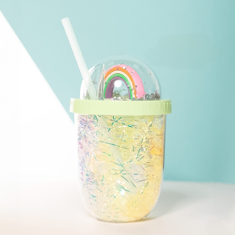 مج جليتر مللي بغطاء مجسم قوس قزح من الاعلي مع شاليموه