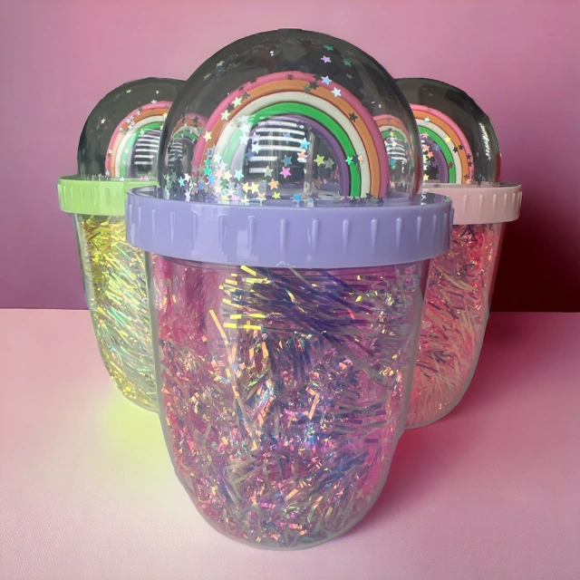 مج جليتر مللي بغطاء مجسم قوس قزح من الاعلي مع شاليموه