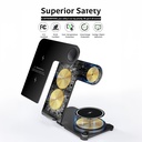 شاحن لاسلكي سريع 3 *1 لشحن الموبايل والايربودز والساعة الرقمية بقوة 15 واط