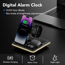 شاحن لاسلكي 5*1مزود بساعة ومنبه بقوة 25 واط