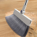 طقم تنظيف 3 في 1 مقشة وجاروف ومساحة بيد معدن دوارة قابة للطي