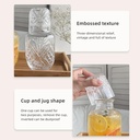 طقم زجاجة وكوباية 550 مللي لتقديم المشروبات من الزجاج المنقوش