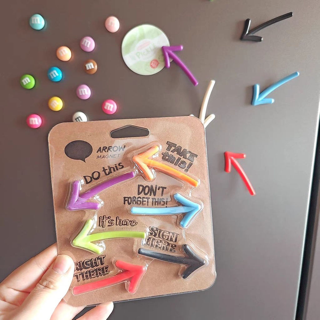 طقم مغناطيس ثلاجة شكل أسهم  6 قطع بالوان مختلفة