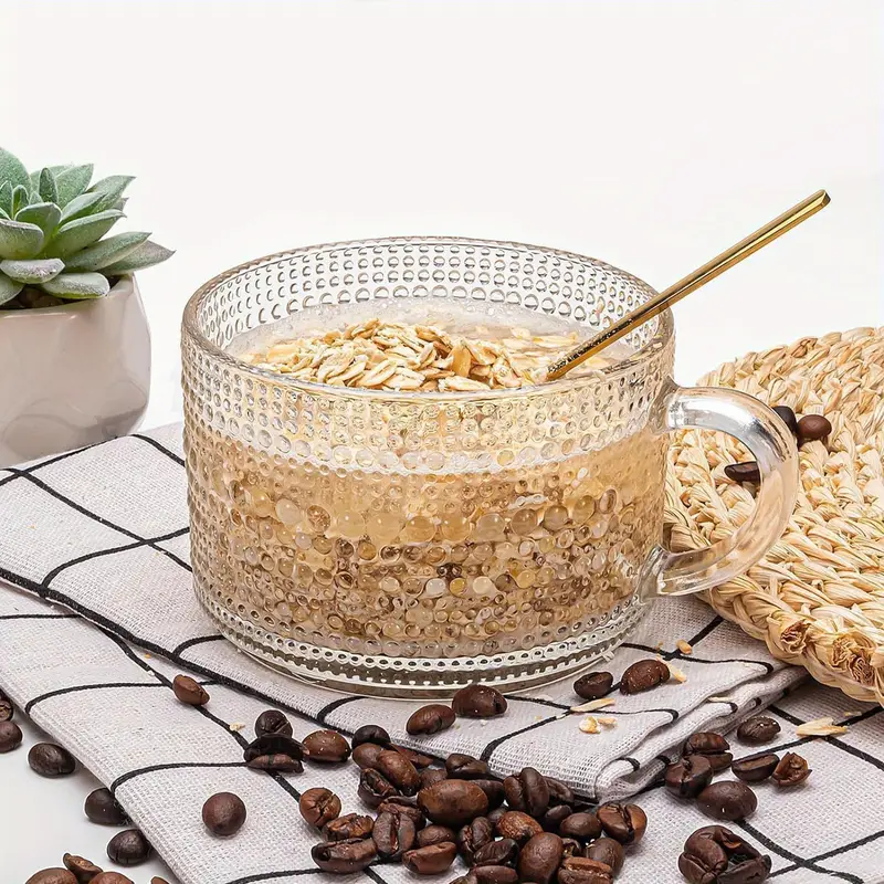 مج زجاج كريستال منقوش 400 ملي لتقديم الزبادي و الكورن فليكس