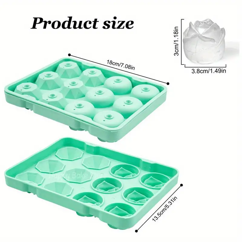 قالب ثلج سيليكون ثري دي شكل وردة وكرستالة لعمل الحلويات والقهوة المثلجة