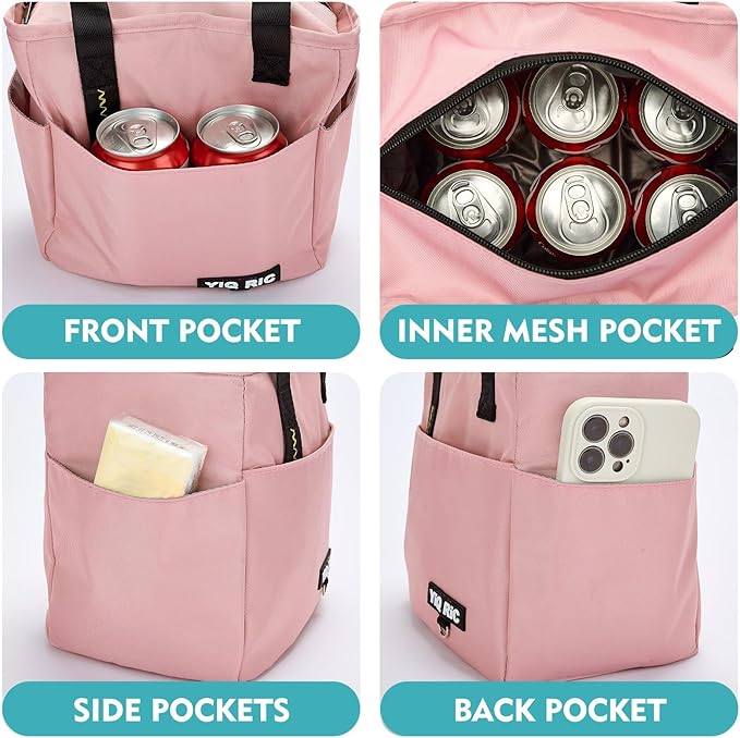 شنطة لانش بوكس حرارية 2 جيب بيد لحفظ الطعام والمشروبات مقاس 22 سم