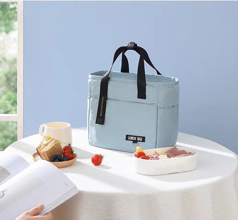 شنطة لانش بوكس حرارية 2 جيب بيد لحفظ الطعام والمشروبات مقاس 22 سم