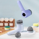 فرشة تنظيف دوارة بـ 5 رؤوس مختلفة مع شاشة ديجيتال ومنفذ يو اس بي لتنظيف الأطباق والأكواب