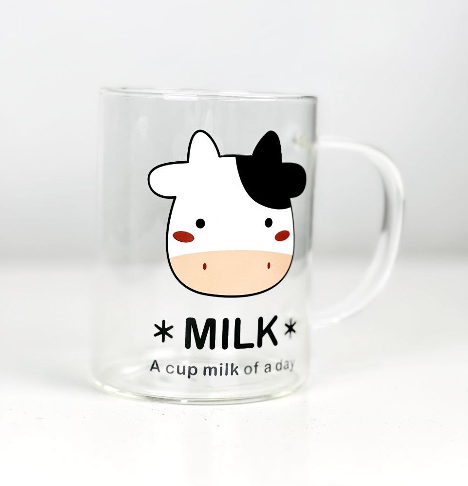 مج زجاج شفاف مطبوع بيد 450 مللي