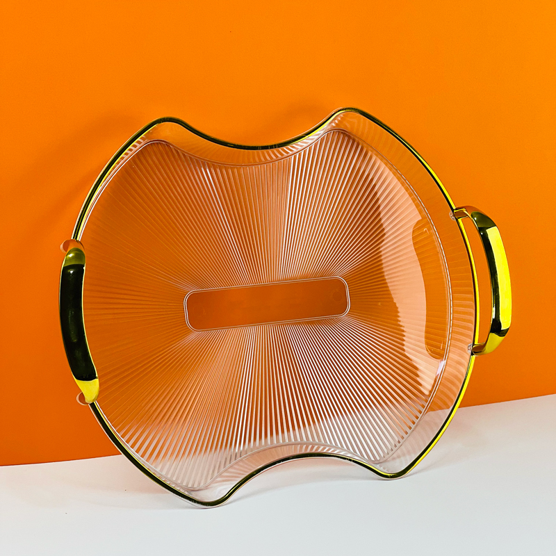 صينية  اكليريك لحمل وتقديم المشروبات للضيوف بشكل شيك بمقبض يد باللون الجولد