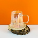 طقم مج 2 قطعة زجاج مموج شفاف 300 ملي بيد  لتقديم و شرب العصائر و النسكافية