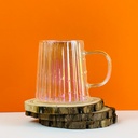 طقم مج 2 قطعة زجاج مموج شفاف 300 ملي بيد  لتقديم و شرب العصائر و النسكافية