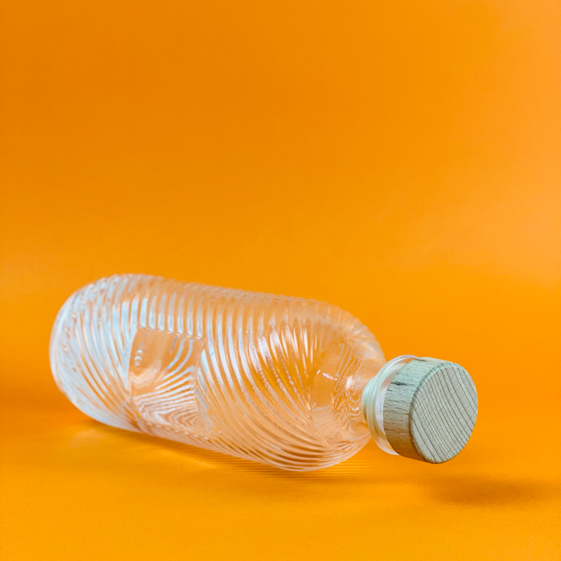 زجاجة للخل والزيت 400 مللي بغطاء خشبي محكم الغلق