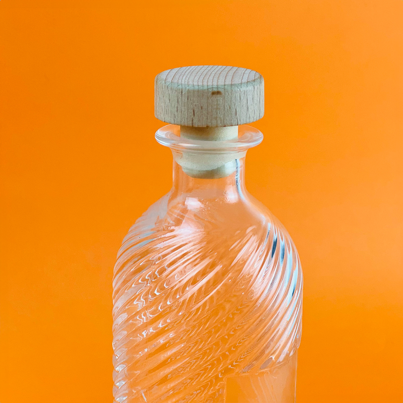 زجاجة للخل والزيت 400 مللي بغطاء خشبي محكم الغلق