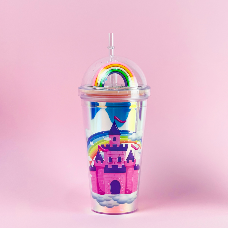 مج اكليريك 400 مللي بشاليموه مناسب للمشروبات المثلجة مزين باشكال كرتونية