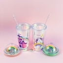 مج اكليريك 400 مللي بشاليموه مناسب للمشروبات المثلجة مزين باشكال كرتونية