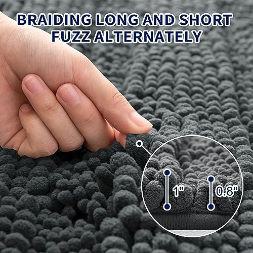 دواسة حمام مقاس 43 * 60 سم من القطيفة الناعمة مانعة للانزلاق باللون الرمادي