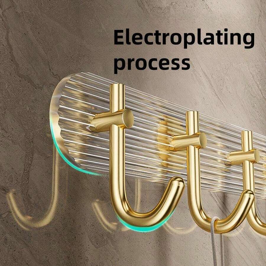 شماعة حوائط اكليريك بلزق دبل فيس ب 6 هوك جولد لتعليق الملابس والأدوات